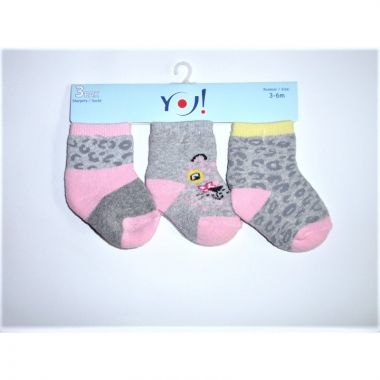 Bavlněné ponožky 3 ks Yo Grey Ribs