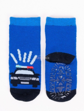 Bavlněné ponožky YO Blue Police s protiskluzem