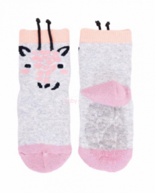 Bavlněné ponožky YO Grey Giraffe s protiskluzem