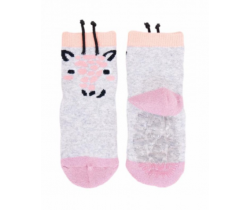 Bavlněné ponožky YO Grey Giraffe s protiskluzem