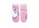 Bavlněné ponožky YO Pink Unicorn s protiskluzem