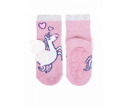 Bavlněné ponožky YO Pink Unicorn s protiskluzem
