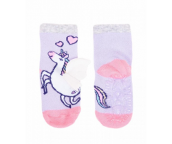 Bavlněné ponožky YO Purple Unicorn s protiskluzem
