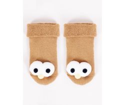 Bavlněné ponožky YO s 3D prvkem Brown Owl Eyes