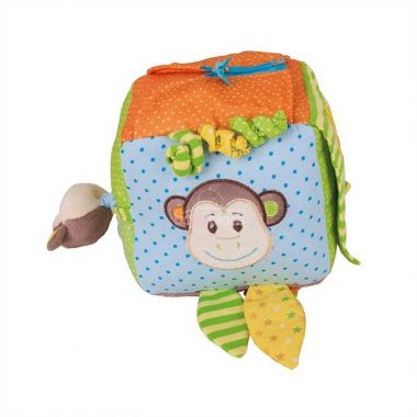 Textilní aktivní kostka Bigjigs Baby Opička Cheeky