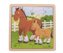 Puzzle Bigjigs Toys Kůň s hříbátkem 16 dílků