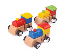 Dřevěná barevná mašinka na natahování  1ks Bigjigs Toys