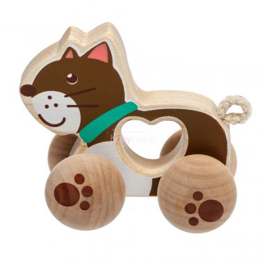 Dřevěná hračka Lucy&Leo Cat on Wheels