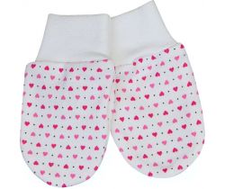 Bavlněné rukavice s potiskem vel. 56 - 68 Esito Hearts White/Pink