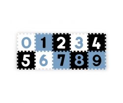 Pěnové puzzle BabyOno Pastelové Čísla 10 ks Blue/Black/White