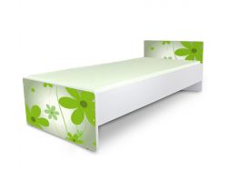 postel 180 x 80 cm Pinokio Deluxe Classic Zelené květinky C-2