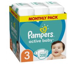 Pleny Pampers Active Baby vel. 3 (6-10 kg) 208 ks - měsíční balení
