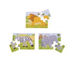 Puzzle 3v1 Bigjigs Toys Safari zvířátka
