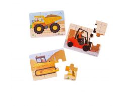 Puzzle 3v1 Bigjigs Toys Stavební stroje
