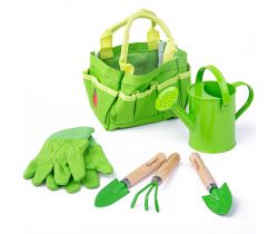 Zahradní set nářadí v plátěné tašce Bigjigs Toys Zelený